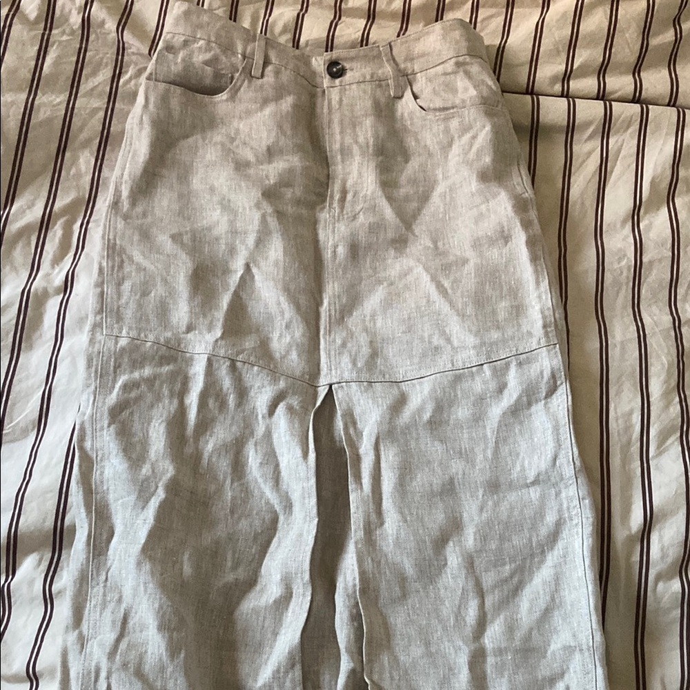 Reformation linen skirt with slit